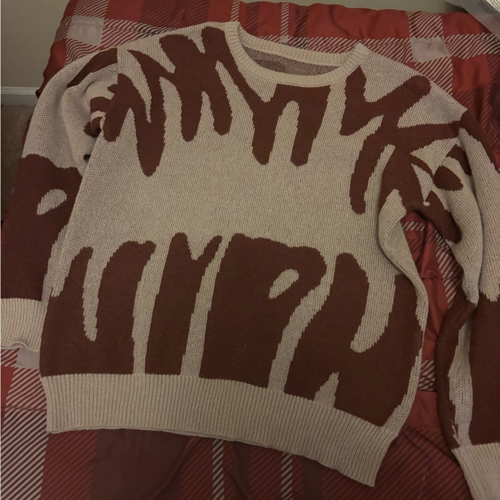 Men's Brown and Cream Sweater